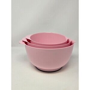 KITCHENAID PINK DRIED ROSE SET OF 3 STACKING MIXING BOWLS PLASTIC UTILITY DECOR